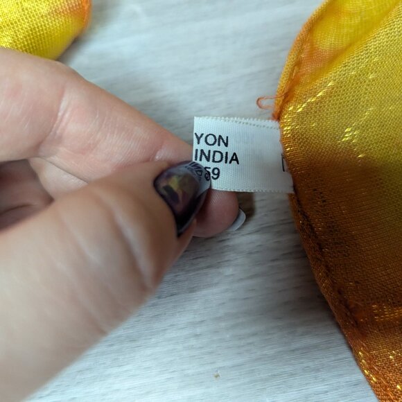 Elegant Collections Yellow/Orange Brightly Colored Square Scarf 32" x 32" - Picture 4 of 9